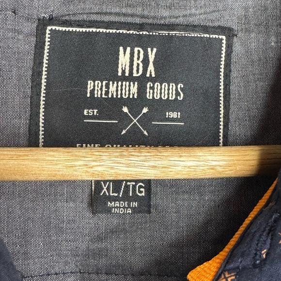 MBX Premium Goods XL/TG Blue/Peach long Sleeve Button Up Shirt - Picture 3 of 6